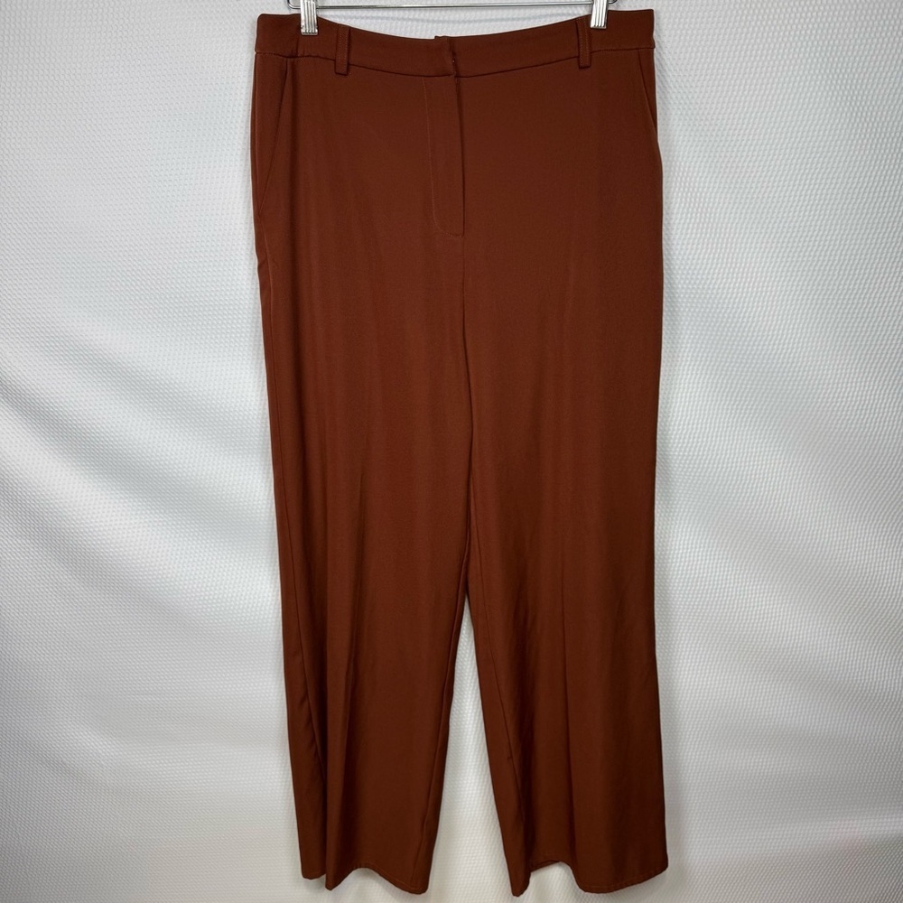 Lulu’s Elegant Wide-Leg High Waist Copper/Rust Trouser Pants Sz Extra Large